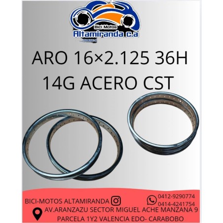 ARO 16X2.125 36H DE ACERO CST